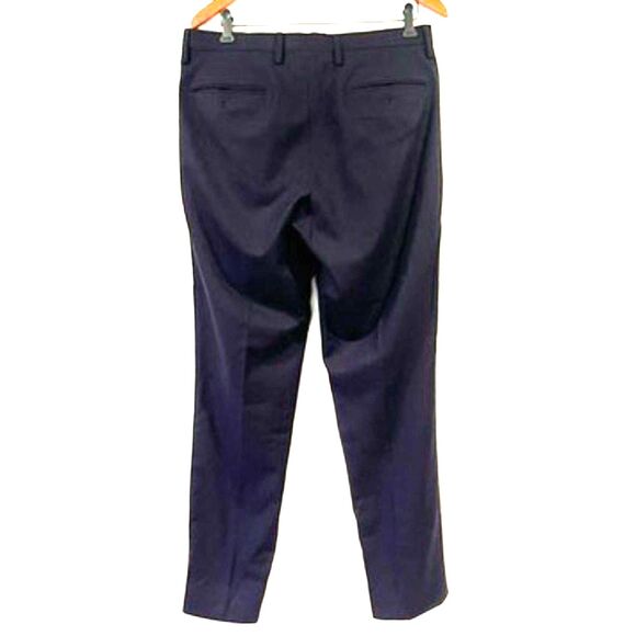 Mr. P Navy Blue Pleated Dress Pants Wool Made in Italy Size 34 x 30 Tapered - Picture 2 of 7